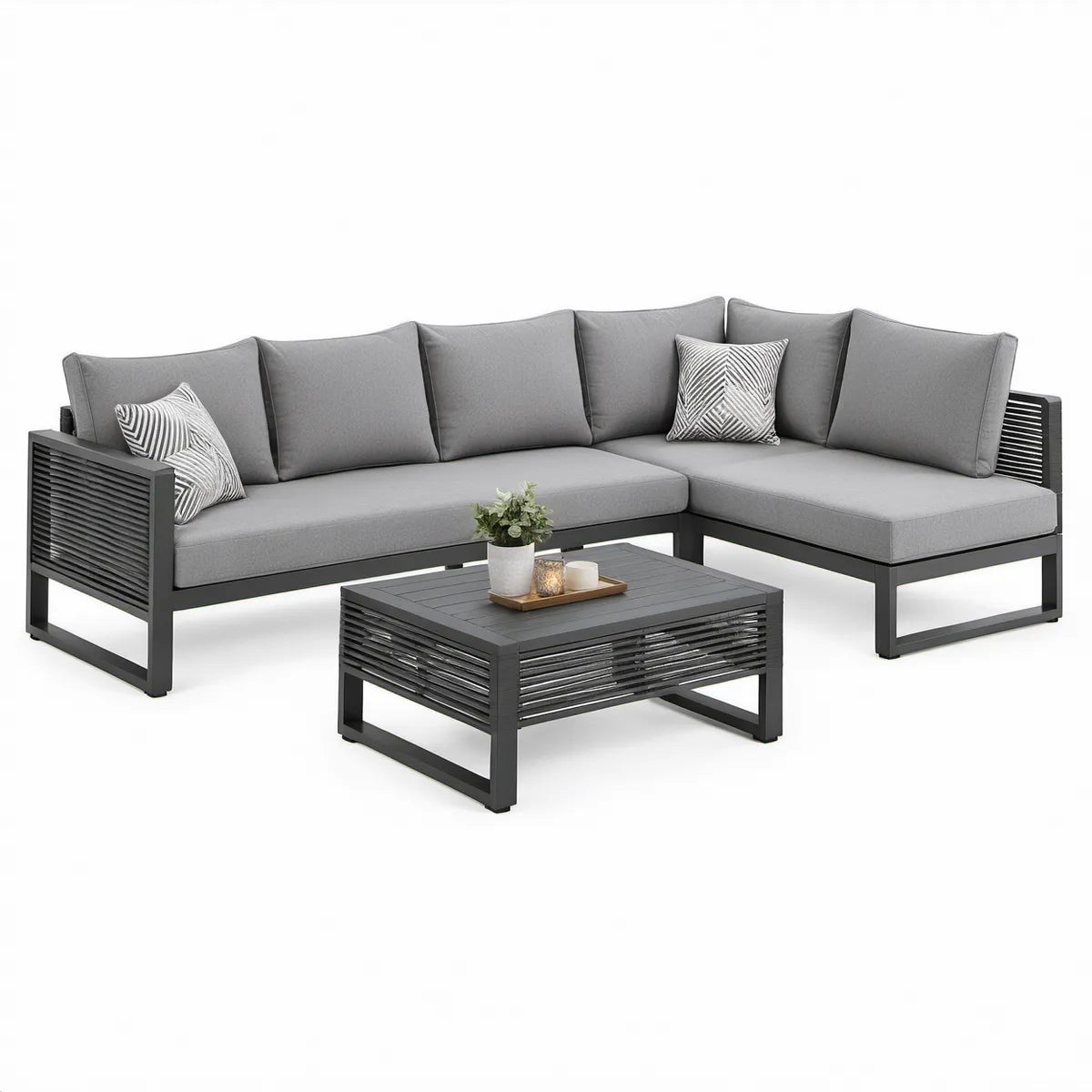 3-teiliges Gartenlounge-Set in Anthrazit und Grau, 250 × 190 cm