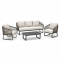 4-teiliges Gartenlounge-Set, Anthrazit/Beige, mit 3-Sitzer-Sofa, 2 Sesseln und Couchtisch, Sofa 180 x 75 x 78 cm