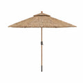 Stroh-Sonnenschirm aus Schilf, Naturbraun/Schwarz, Ø 240 cm, Höhe 238 cm