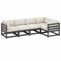 4-teiliges Garten-Ecksofa in L-Form, Aluminium, Anthrazit/Creme, 280 x 210 x 65 cm