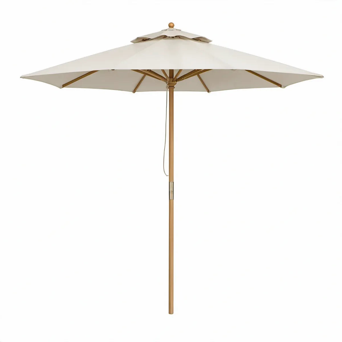 Achteckiger Mittelmastschirm Ø 300 cm, Höhe 260 cm, Creme/Naturbraun