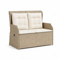 Zweisitzer-Gartensofa aus PE-Rattan Beige/Cremeweiss, 120 x 75 x 90 cm