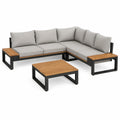 4-teiliges Gartenlounge-Set mit Ecksofa und Couchtisch, 270 x 205 x 68 cm, Grau/Schwarz/Braun
