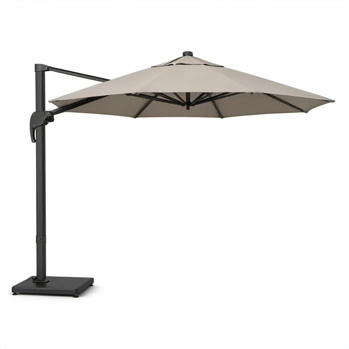 Ampelschirm 300 x 300 cm quadratisch aus Aluminium und Polyester, Taupe/Schwarz