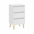 Nachttisch mit 3 Schubladen aus MDF, Weiss/Gold, 40 x 35 x 65 cm