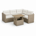 3-teiliges Gartenlounge-Set mit höhenverstellbarem Tisch 215 x 215 cm Beige/Creme