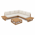 2-teiliges Gartenlounge-Set in L-Form aus Akazienholz, Naturbraun/Beige, 250 x 250 x 78 cm