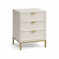 MDF-Nachttisch mit 3 Schubladen, Weiss/Gold, 50 x 40 x 65 cm